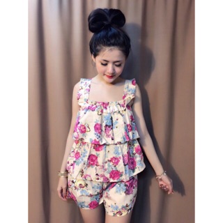 ĐỒ BỘ QUẦN SHORT TAY CÁNH TIÊN XẾP LY TẦNG MẪU ĐẸP MỚI