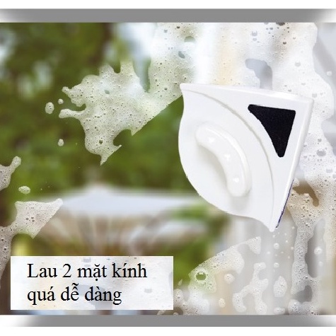 Dụng cụ lau kính 2 mặt 3x8mm nam châm hình tam giác làm sạch cửa sổ, kính chung cư, bể cá hiệu quả