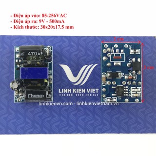 Nguồn adapter không vỏ ac-dc mini 9v 500ma 30x20x17.5mm - j5h9
