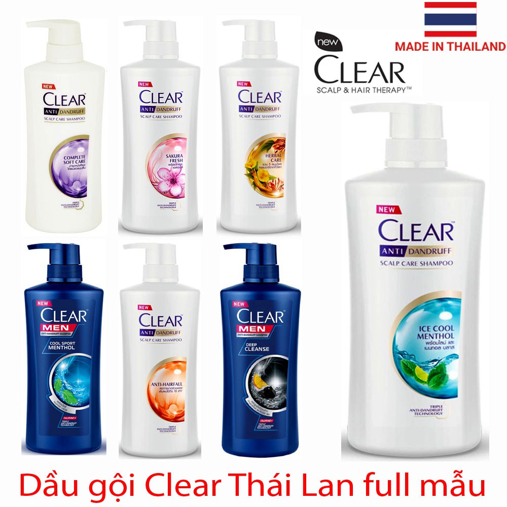 [CHÍNH HÃNG] Dầu Gội Đầu Clear Các Loại Thái Lan 450ml - 480ml