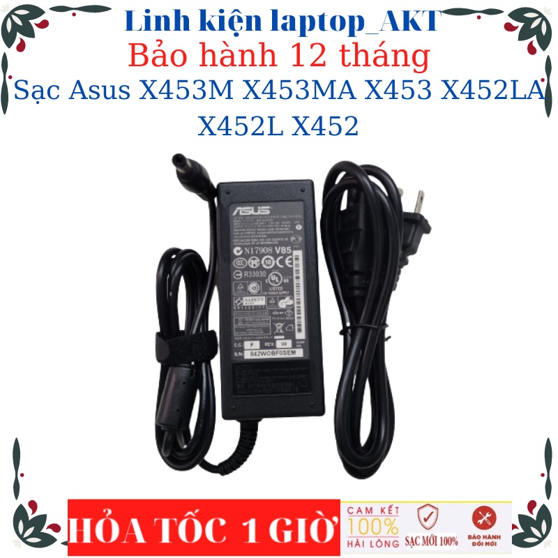 Sạc Asus F451CA K40IJ X454LA X452LA X452L X452 -Sạc Asus 19v-2.37A/3.42A-45W/65W vuông, chữ nhật chân thường(5.5*2.5