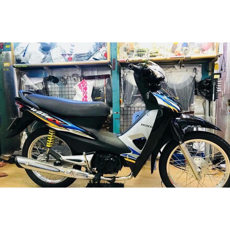 Tem Rời Wave A Chữ S Vàng Xanh Dán Xe Đen