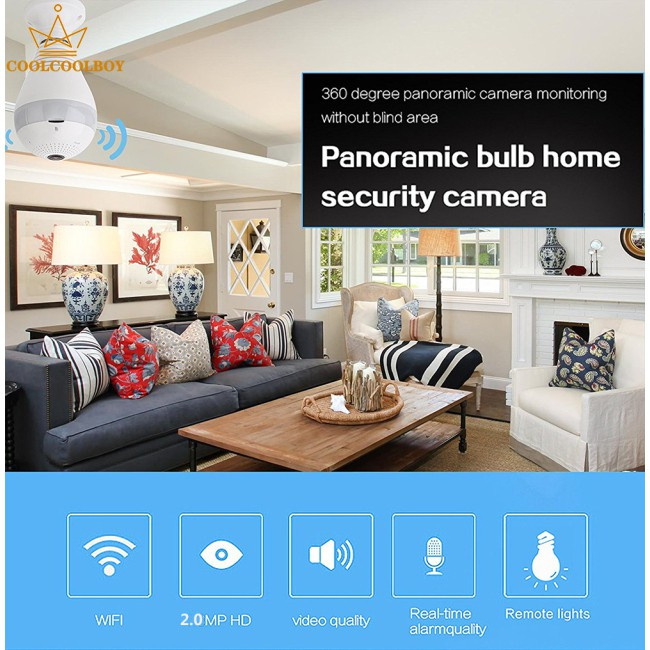 66 Big Sale [COD] Wireless Light Bulb Camera 360-degree Panoramic Wifi Network Monitor 1080 Hd Night Vision Version Camera