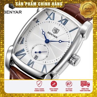 ❤️ FREESHIP❤️ Đồng hồ nam mặt vuông máy Quartz BENYAR 5114 / Size 41 - Vỏ thép không gỉ / Dây da