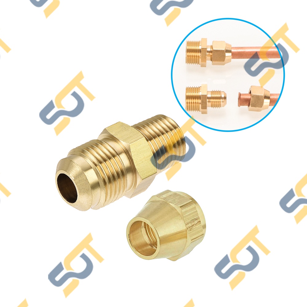 [HÀN ỐNG ĐỒNG 6-8-10] Ren ngoài G1/4 (13) nối côn lồi cho điện lạnh &amp; khí nén (Brass Flare Male Connector)- Rắc co NPT