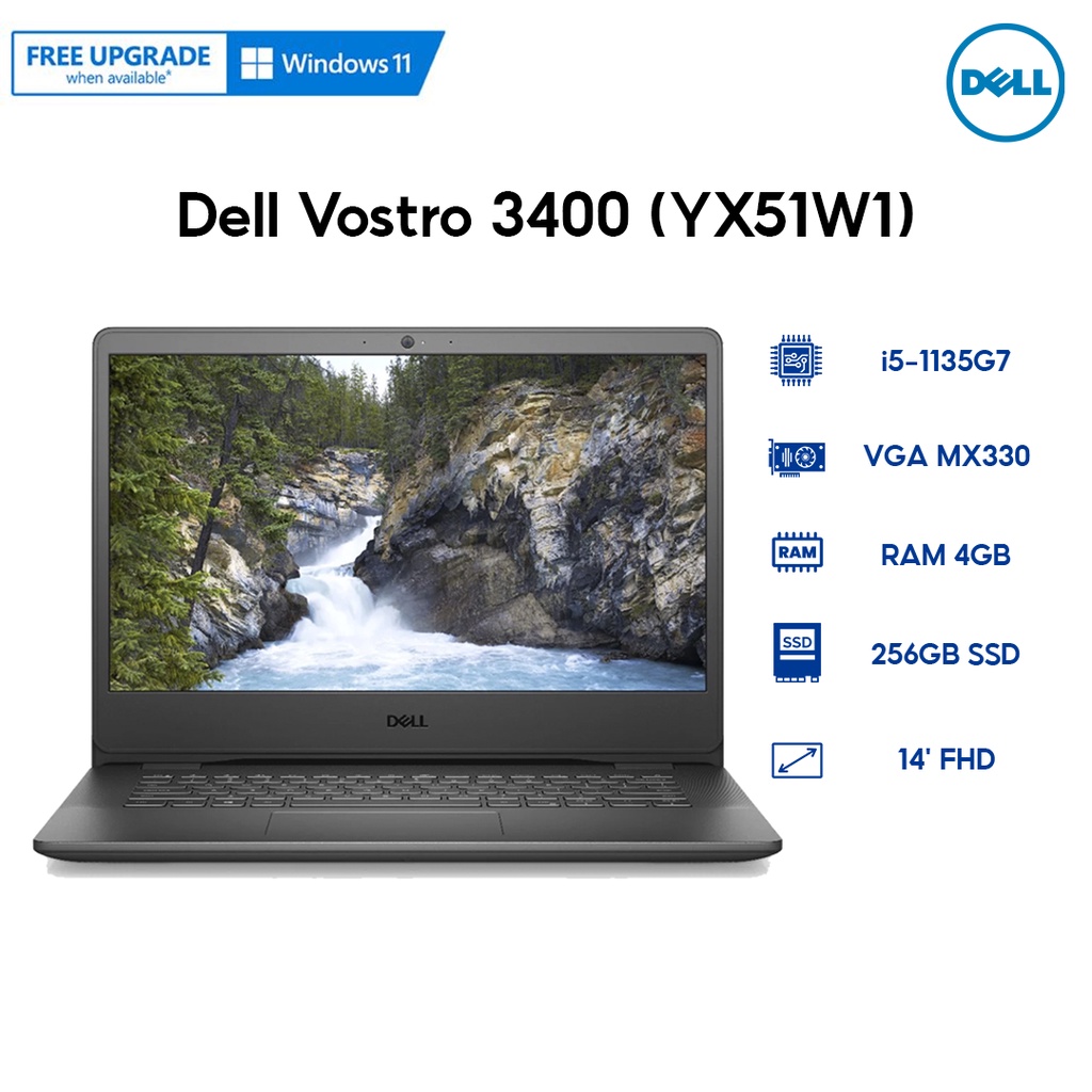 Laptop Dell Vostro 3400 (YX51W1) (i5-1135G7 | 4GB | 256GB | VGA MX330 2GB | 14' FHD | Win 10)
