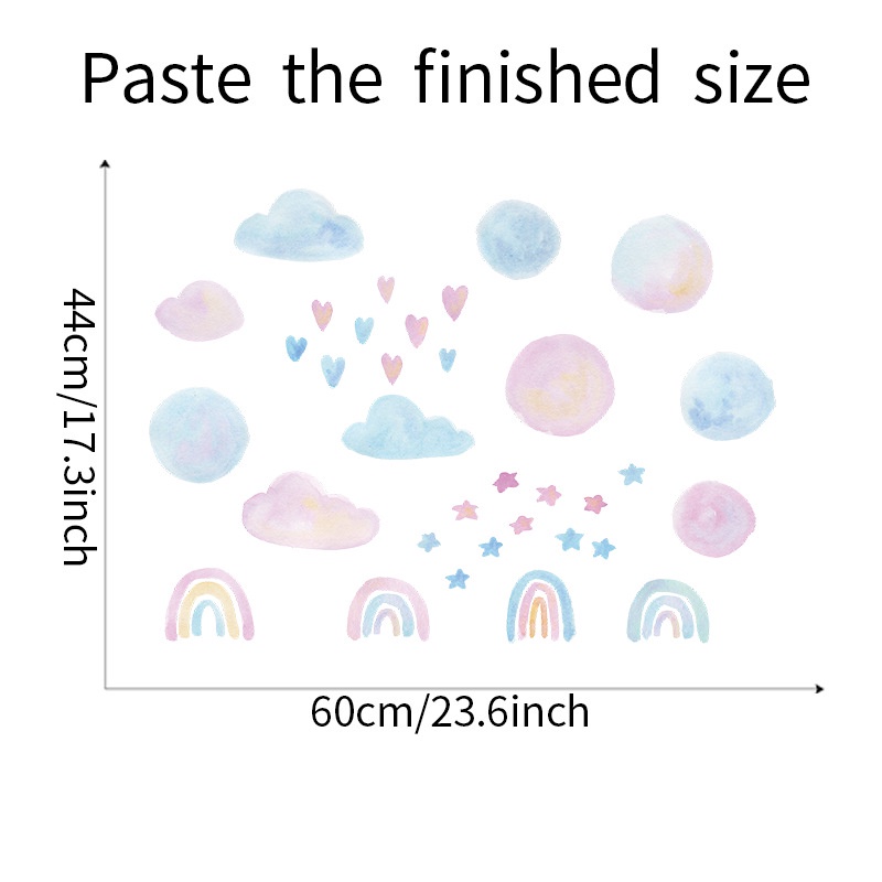 Sticker Dán Tường Họa Tiết Đám Mây Và Cầu Vồng Dùng Trang Trí Phòng Ngủ Trẻ Em