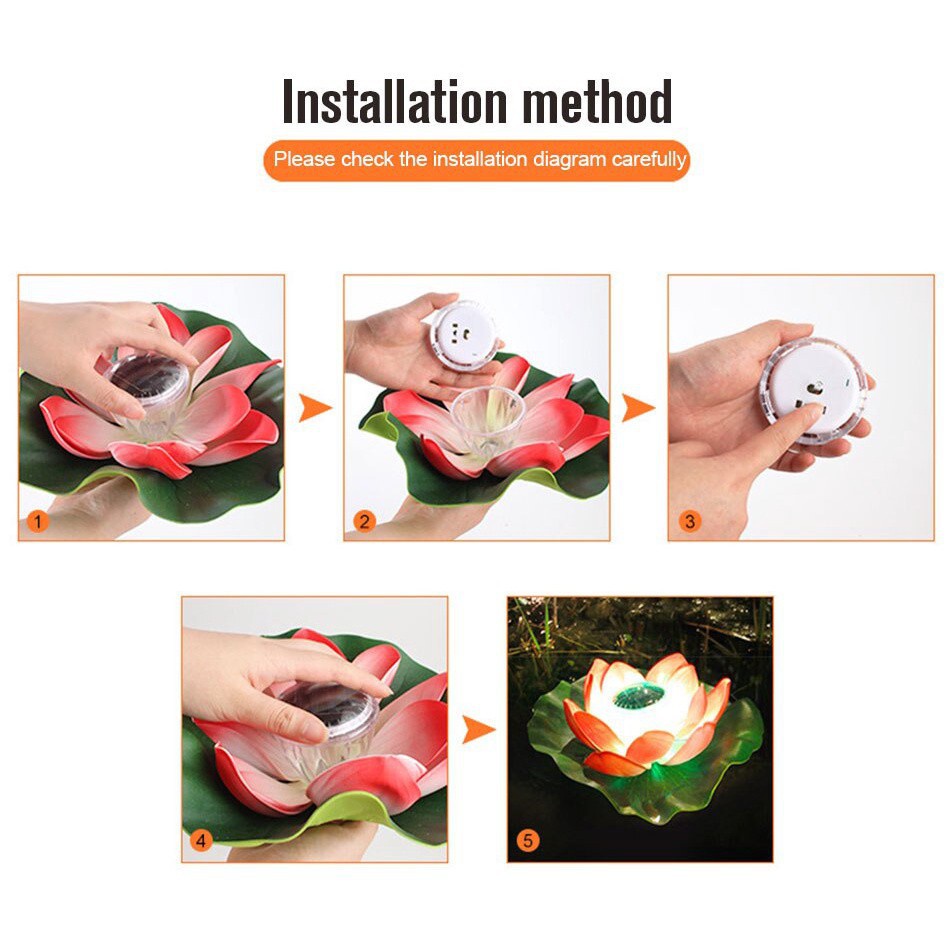 Đèn LED Năng Lượng Mặt Trời Hình Hoa Sen Trang Trí Hồ Bơi