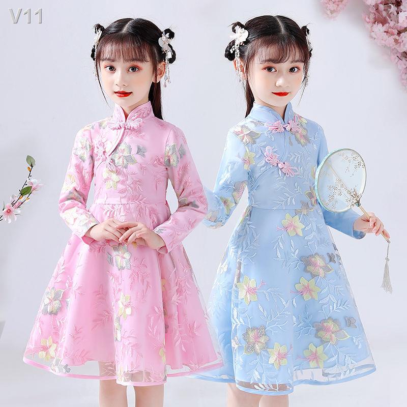 ☼₪[Hanfu ｜ Bán hàng số 1 tại cửa của chúng tôi] Hanfu bé gái ăn mặc trẻ em mới phong cách Trung Quốc váy công chúa sườn