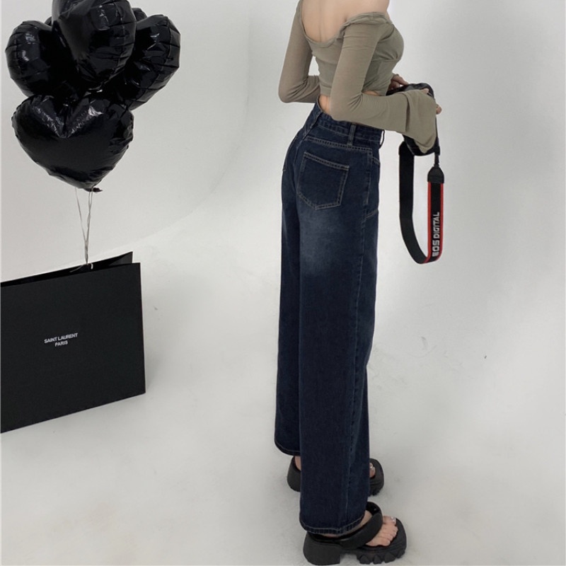 Quần Denim Ống Rộng Thời Trang Cá Tính Dành Cho Nữ