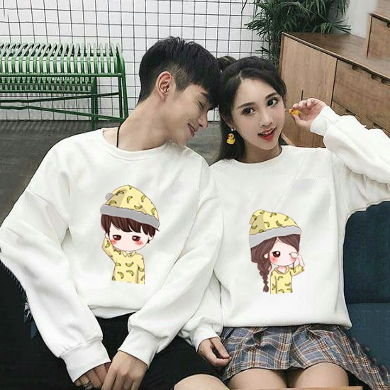 Áo Cặp Đôi Hot Nam Nữ Thu Đông Ấm Áp Xinh Cute Dài Bo Tay Chất Liệu Da Cá In 3D Dễ Thương Bé Mặc Áo Chuối - MEO0920