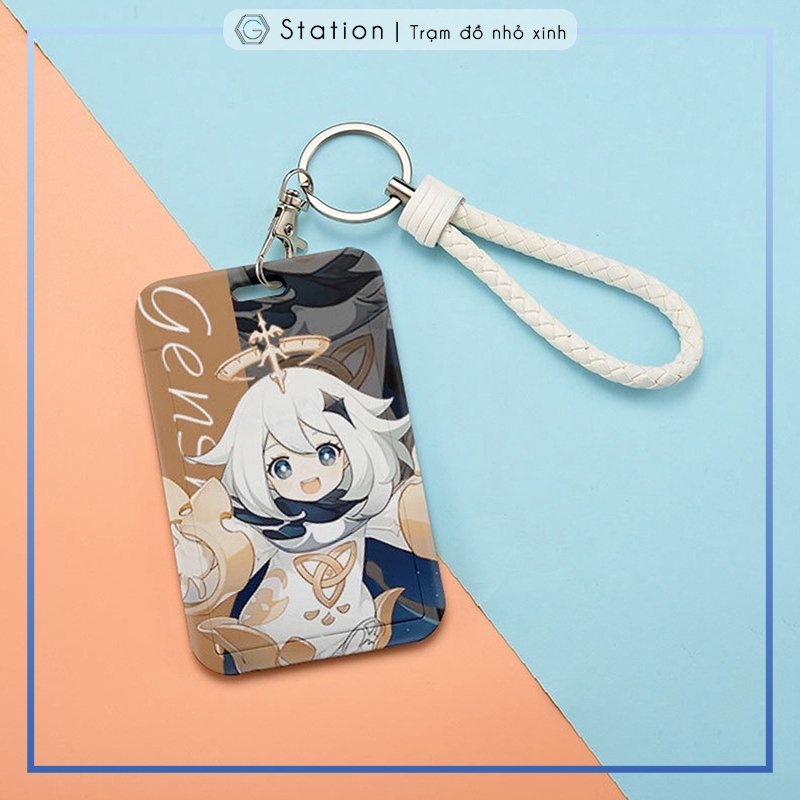 Móc khóa bao đựng thẻ học sinh nhân viên Genshin Impact nhân vật Xiao/ Kazuha/ Zhongli/ Ei/Paimon/ Ayaka - GSK160