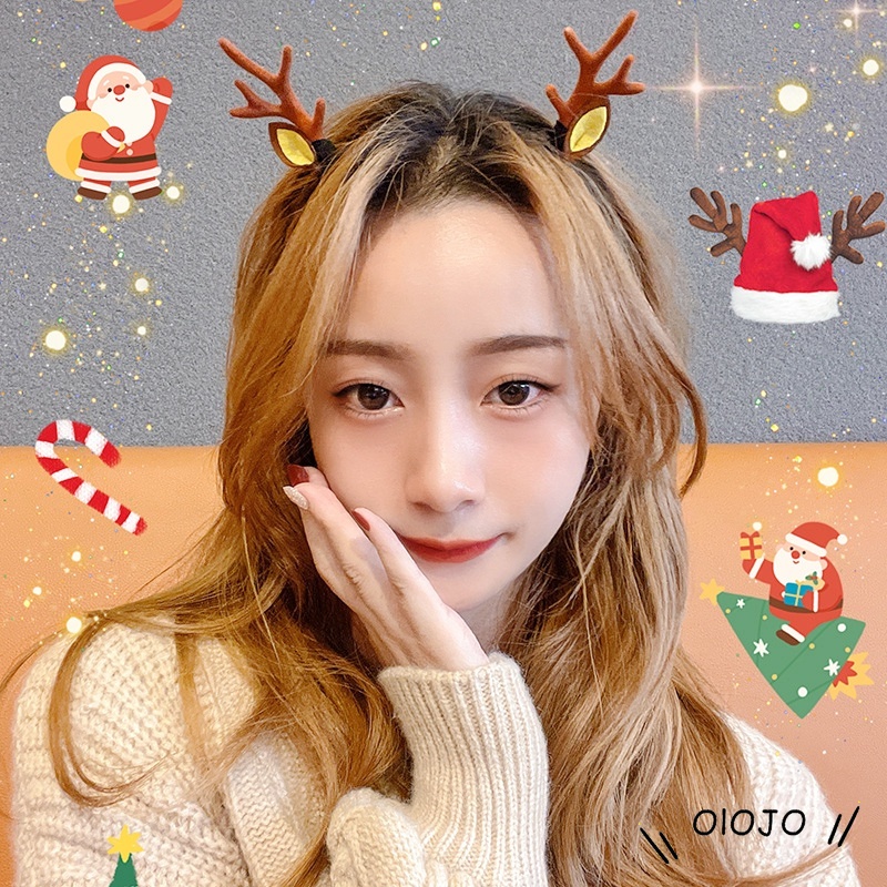 Băng đô cài tóc hình sừng tuần lộc/ông già noel/ bông tuyết dễ thương cho bé
