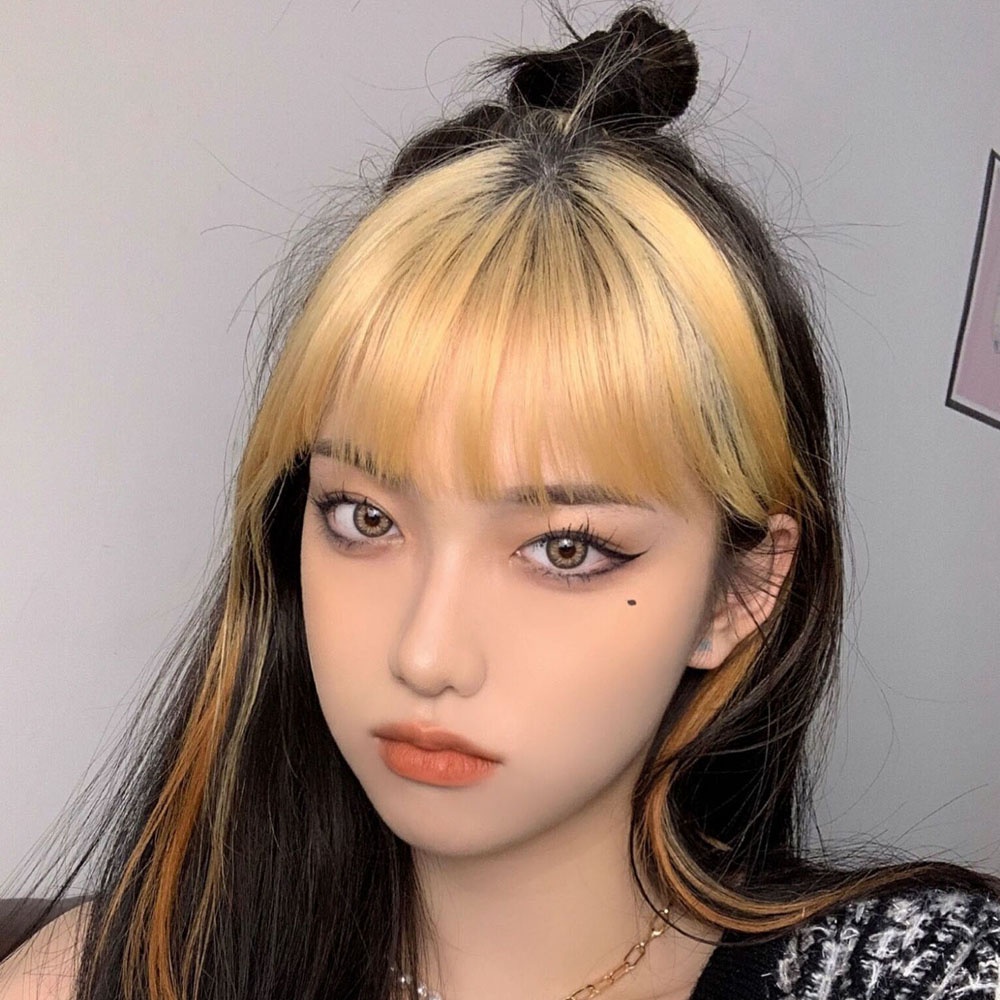 Tóc mái giả 3D bằng vải lanh tự nhiên không đường may che phủ toàn diện có kẹp tiện dụng