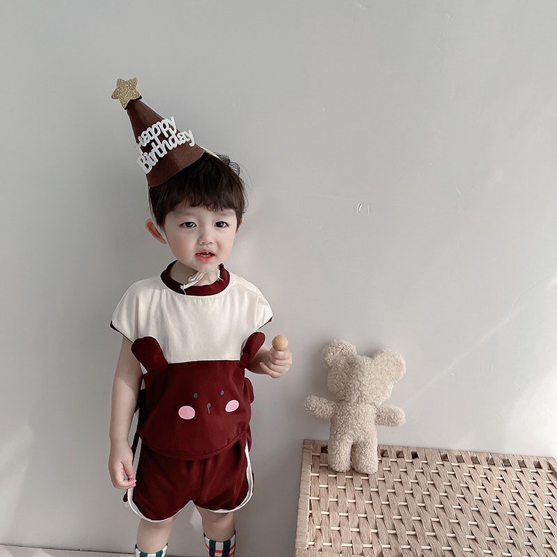 Bộ Quần Áo Thun Cotton In Hoạt Hình Đáng Yêu Thời Trang Dành Cho Trẻ