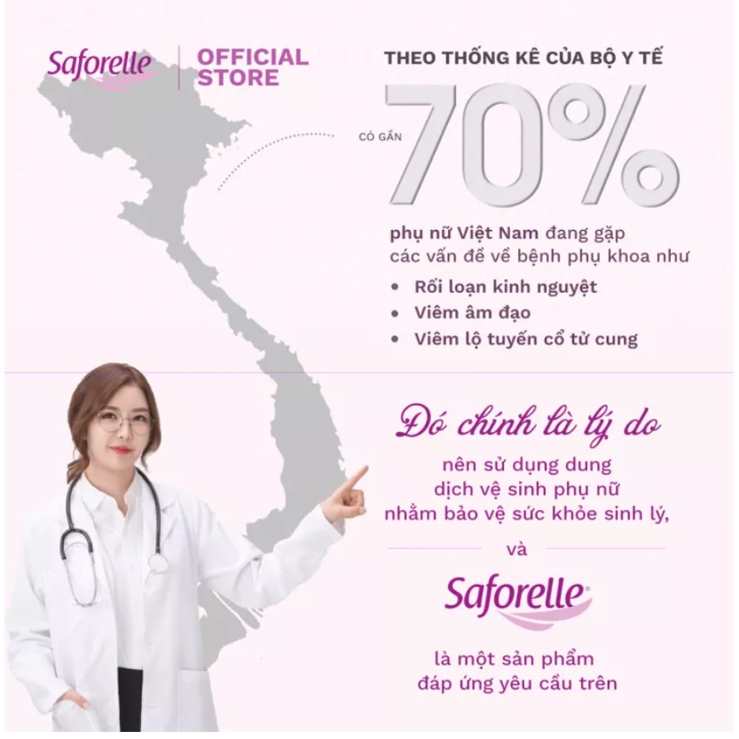 Dung dịch vệ sinh phụ nữ Saforelle Gentle Cleansing Care cao cấp thành phần tự nhiên làm sạch nhẹ dịu 250ml