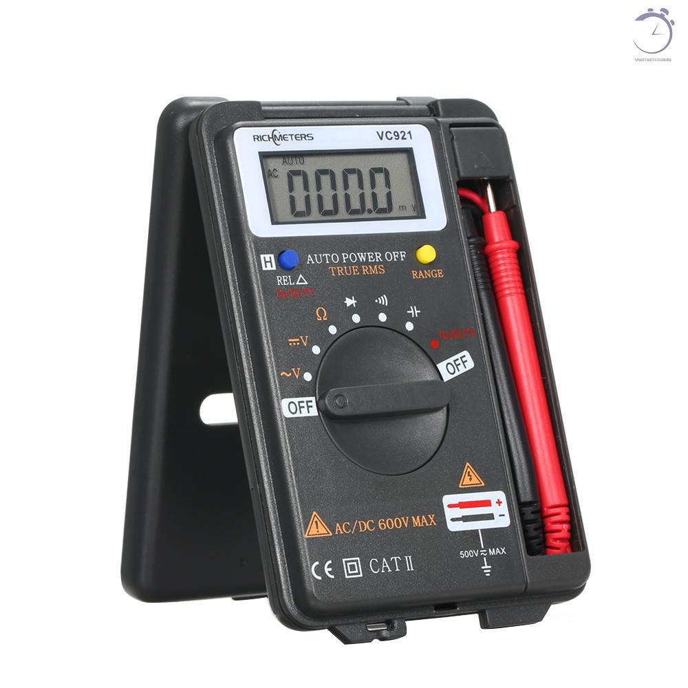 RICHMETERS Đồng hồ vạn năng kỹ thuật số mini cầm tay Đa chức năng 4000 Đếm đa năng Máy đo điện áp bán dẫn AC / DC Máy đo điện áp Ampe kế Cảm biến nhiệt độ Đầu dò kiểm tra VC921♠