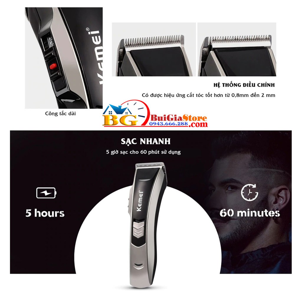 Tăng đơ cắt tóc sạc pin Kemei KM2820