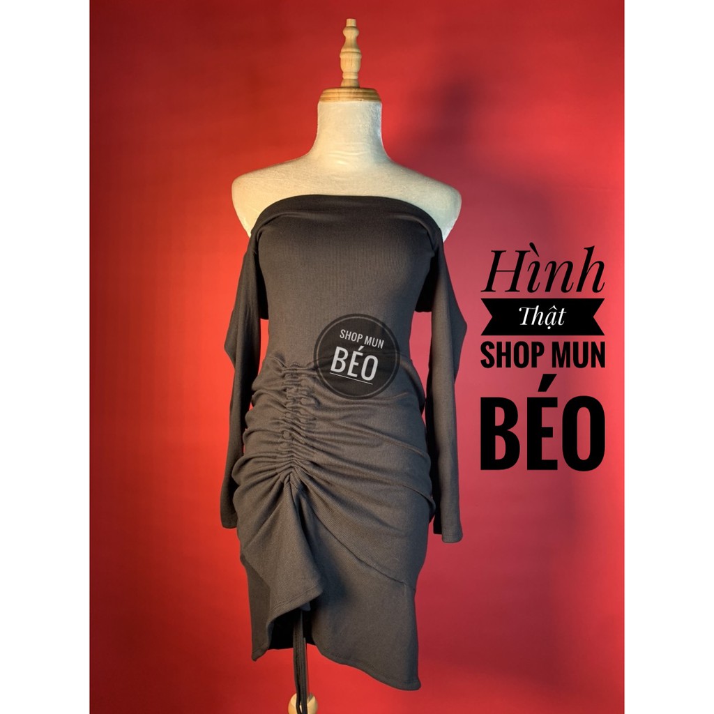 Đầm Body Trễ Vai Tay Dài Rút Eo Đuôi Cá Thun Gân Thích Hợp Mặc Đi Làm Đi Chơi Phù Hợp Với Mọi Phong Cách