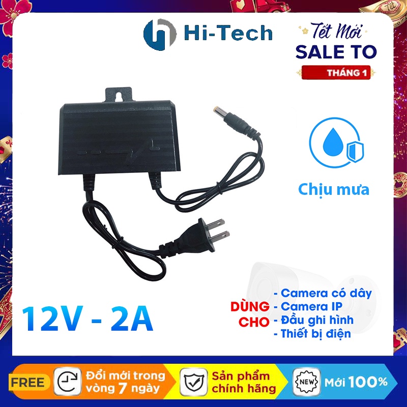 Cục nguồn camera, adapter sạc điện 12v - 2A ngoài trời chống nước dùng cho camera dahua yoosee imou 