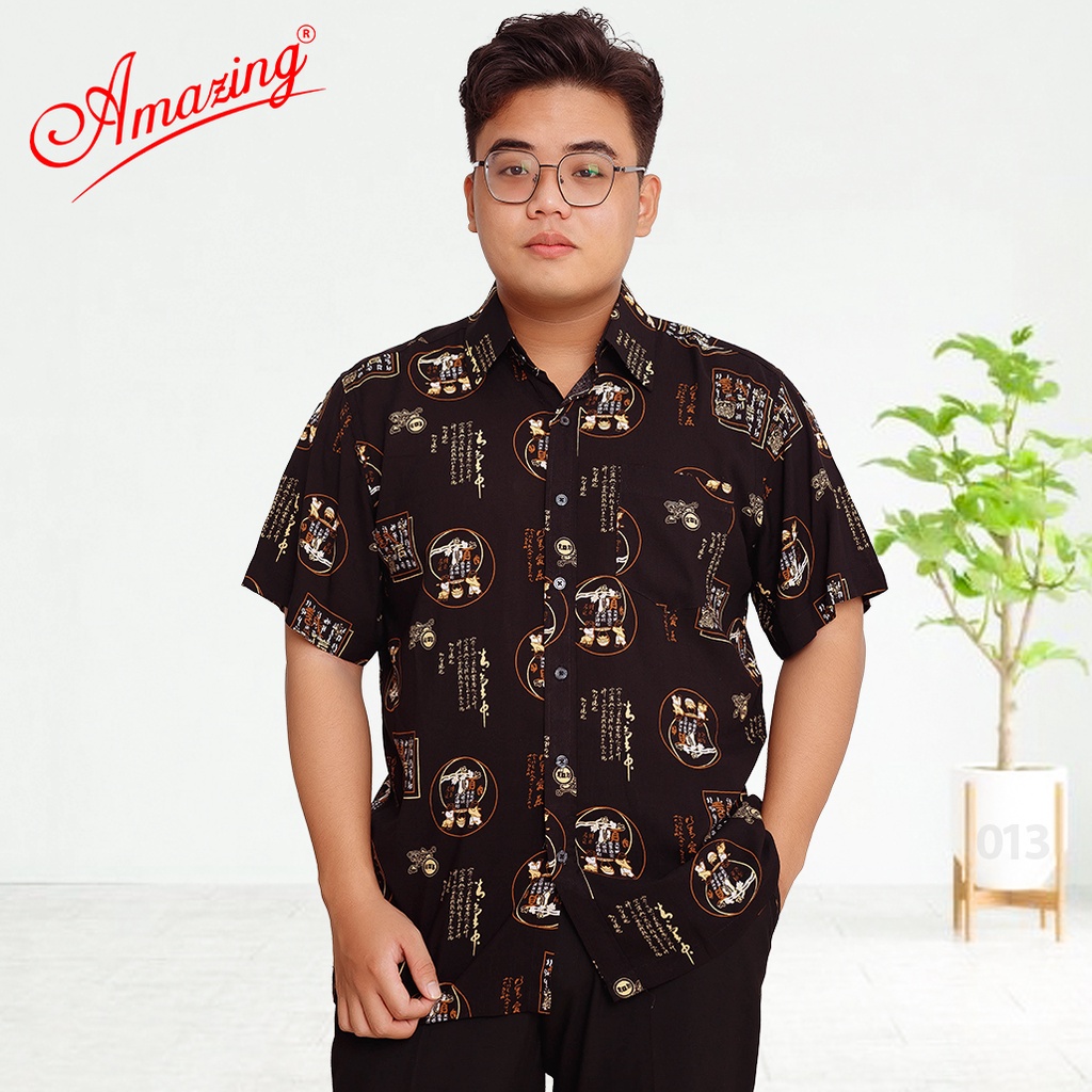 Áo hoa văn trung niên Amazing, họa tiết rồng phụng, thời trang mùa hè, chất liệu tole cực mát, bigsize