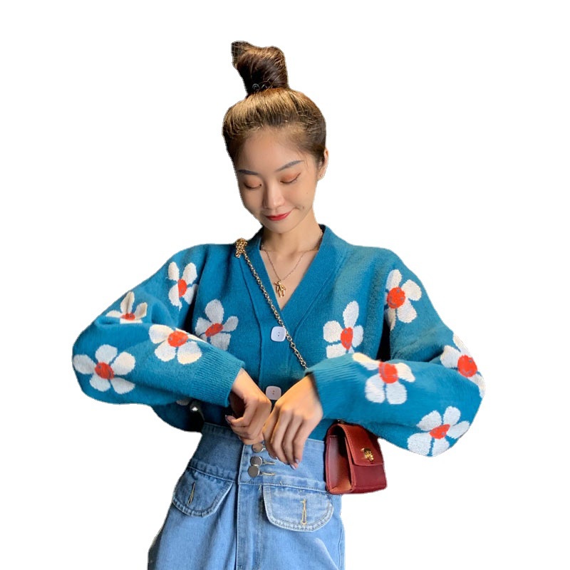 Áo len cardigan dáng ngắn họa tiết tươi sáng nổi bật