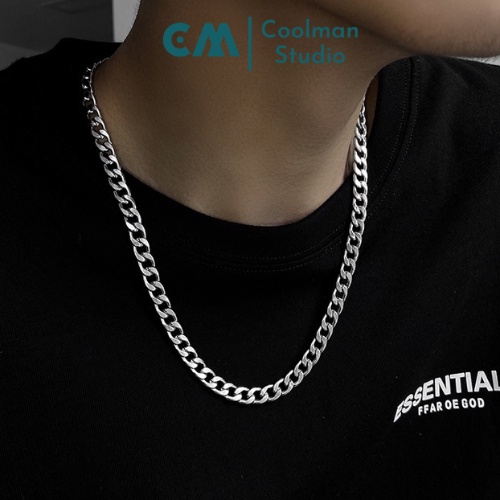 Vòng Cổ Nam Cuban Chuỗi Trơn Bản Vừa Basic HipHop Phụ Kiện Thời Trang Dây Chuyền Cá Tính Chất Titan Coolman Studio