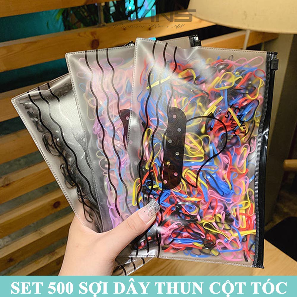 Set 500 dây thun cột tóc, buộc tóc SD118 dễ thương, cute xinh đẹp phong cách Hàn Quốc làm phụ kiện tóc thời trang cho nữ