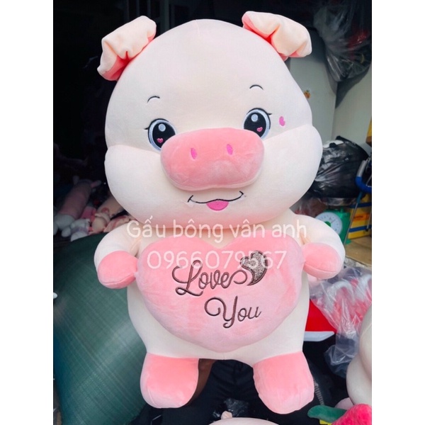 [Mã LIFEXANH03 giảm 10% đơn 500K] Gấu Bông Heo Ôm Trái Tim Love You, Hàng Nhập Siêu Mềm Mịn