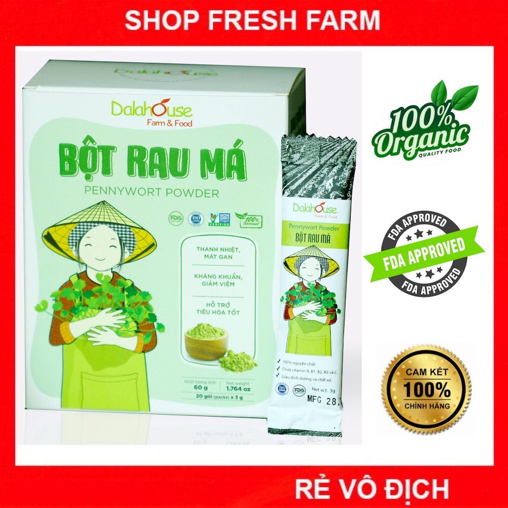 Bột rau má sấy lạnh nguyên chất Dalahouse 100% hữu cơ