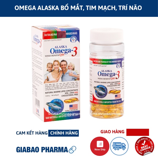 Viên uống Alaska Omega 3 Bổ Não, Tăng Cường Thị Lực, Giảm Nguy Cơ Mắc Bệnh Tim Mạch - Hộp 100 viên