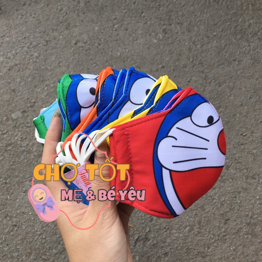 Khẩu Trang Vải Cotton 3 Lớp Mỏng Mát Cho Bé (doraemon)