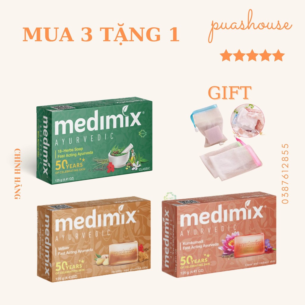 [CHÍNH HÃNG] COMBO MUA 3 TẶNG 1 XÀ PHÒNG THẢO DƯỢC MEDIMIX