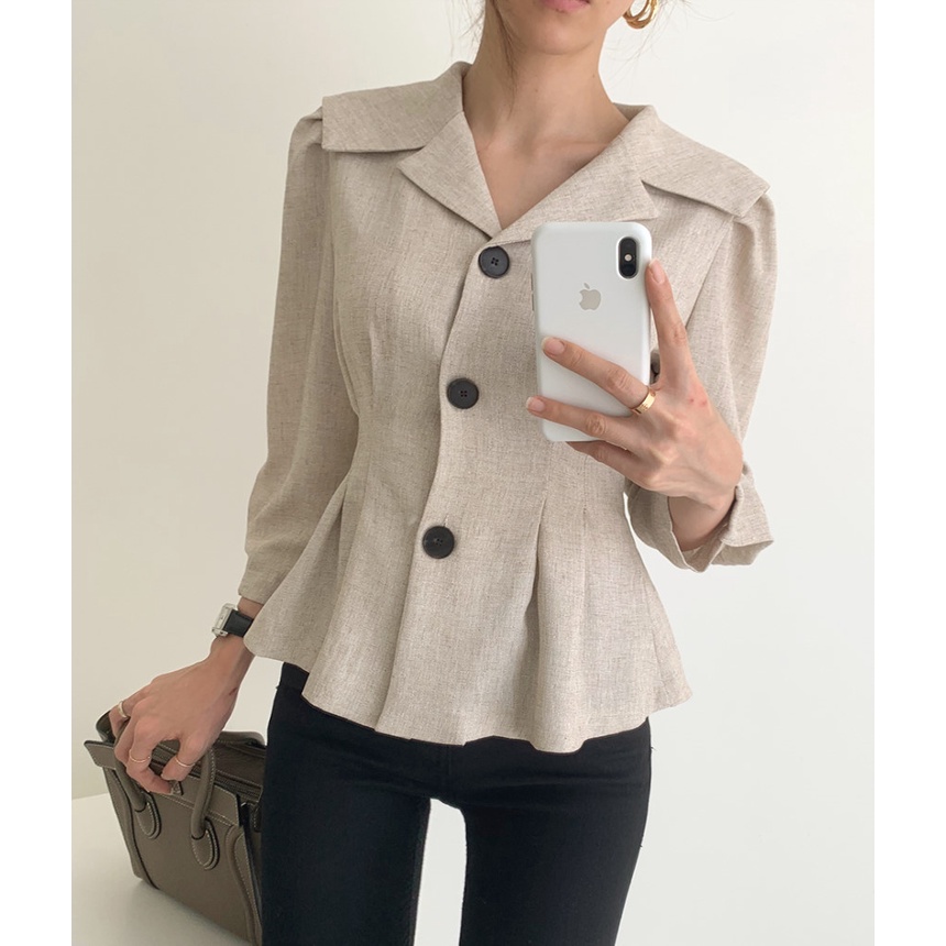 Áo Kiểu Tay Dài Cổ Chữ V Thời Trang retro Thanh Lịch Cho Nữ