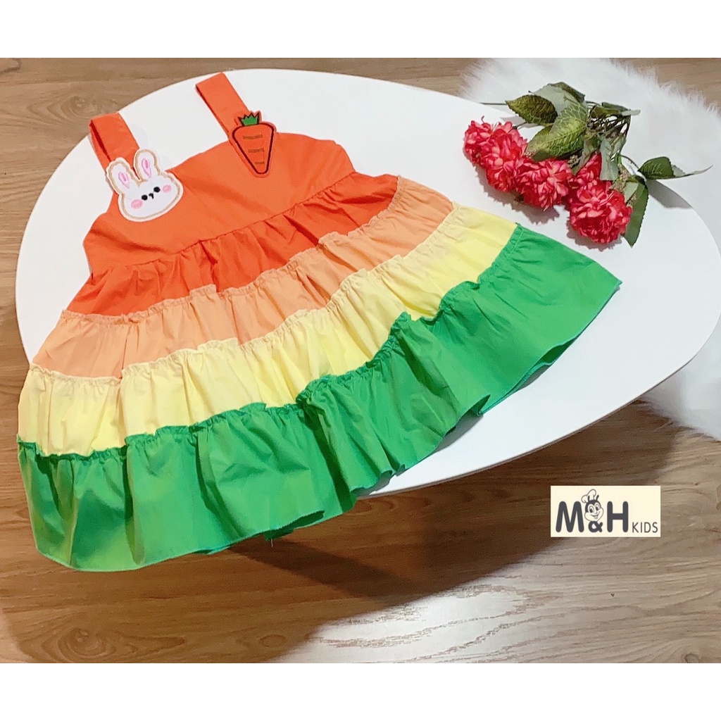 VAY32 - Váy xòe cầu vồng, chất thô mềm cho bé từ 14-28kg, Richkid123