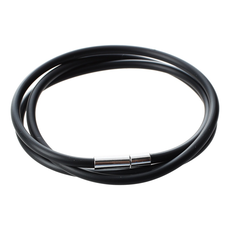 Vòng cổ Cao Su Đen 3mm Có Khóa Inox - 22 inch