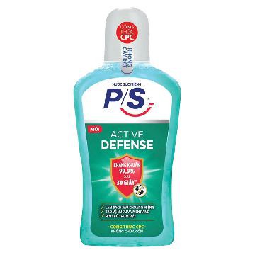Nước Súc Miệng Không Cay P/S Active Defense Chai 300ml