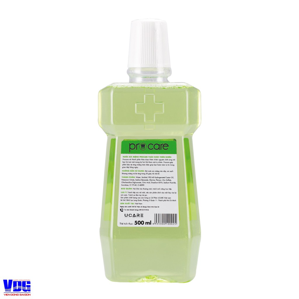 [Giá từ nhà máy] Nước súc miệng Thảo dược thiên nhiên Procare 500ml