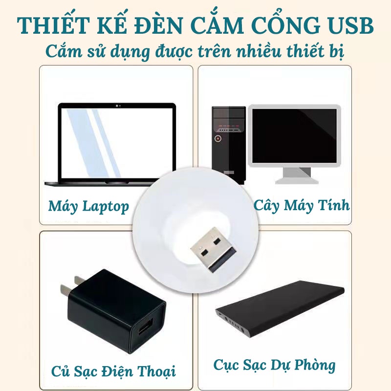Đèn Ngủ Mini Hình Tròn Bóng LED - Cổng USB