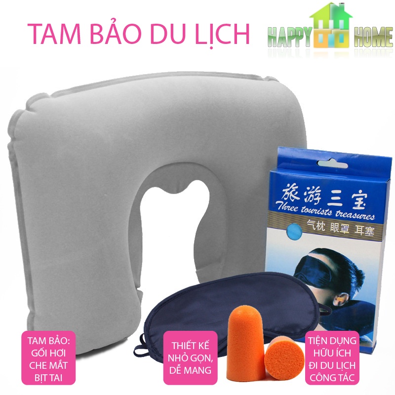 Combo Du Lịch - Gối chữ U, Bịt Mắt & Nút Tai Chống Ồn Du Lịch