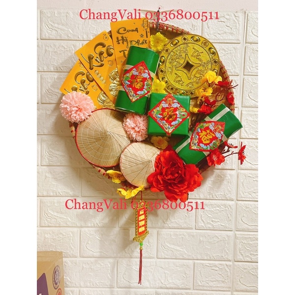 Mẹt Bánh Chưng bánh tét- 2 nón trang trí Tết đường kính 40cm