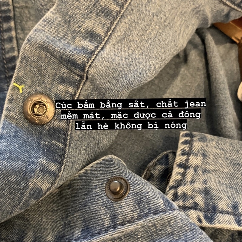 Áo sơ mi denim form rộng cúc nhôm bấm 654