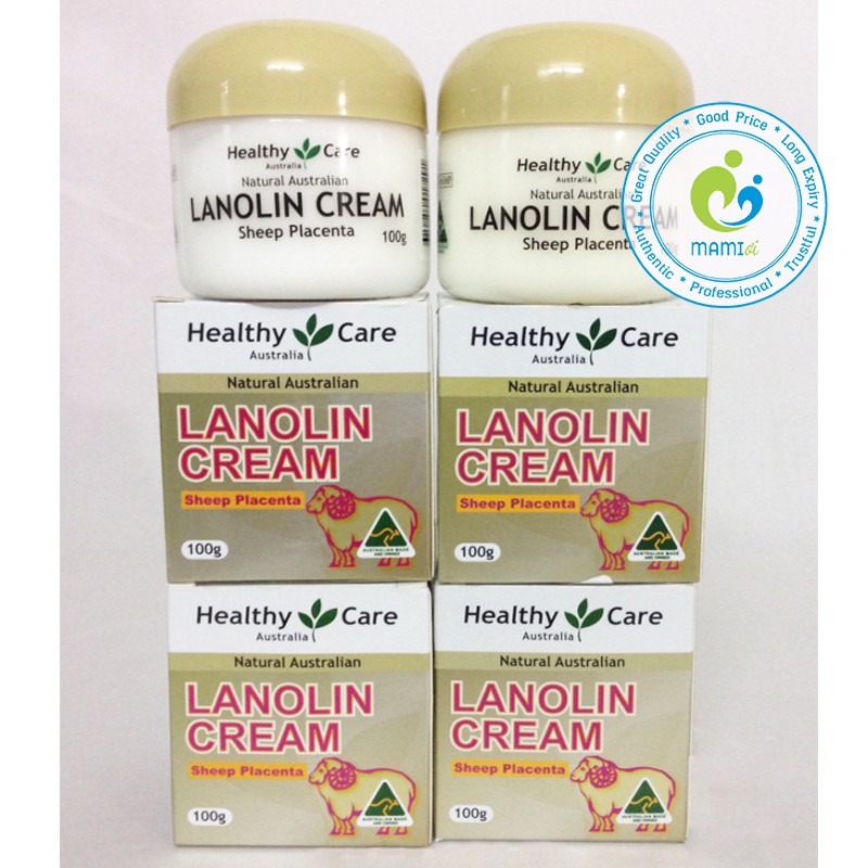 Kem dưỡng mỡ cừu (100g) cấp ẩm da cho mọi lứa tuổi Healthy Care Lanolin Cream Sheep Plancenta - Vitamin E, Úc