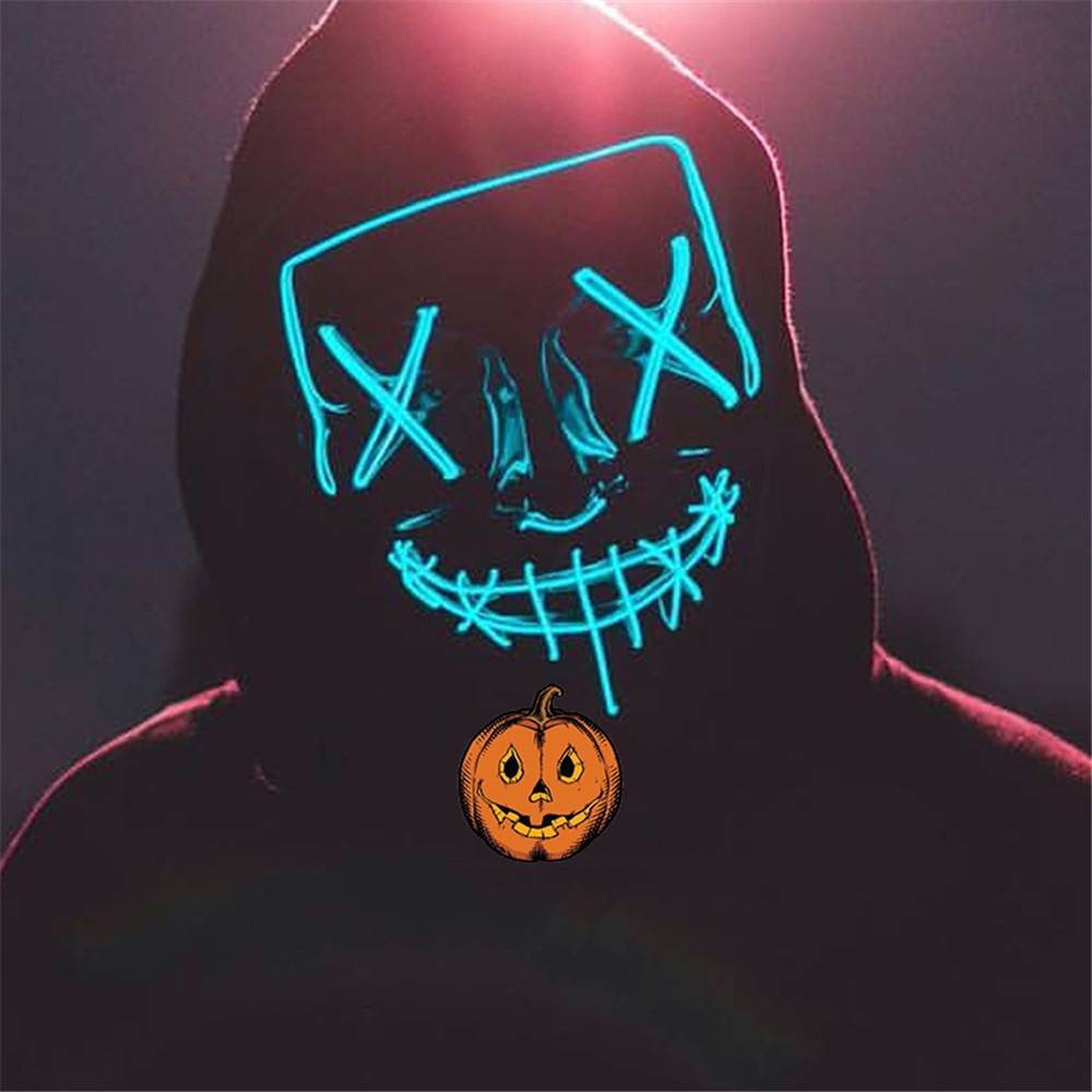 Mặt Nạ Đèn LED Neon Che Phủ Khuôn Mặt Hóa Trang Halloween