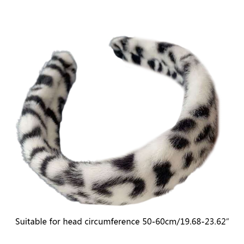 Băng Đô Cài Tóc Bản Rộng In Họa Tiết Da Báo / Ngựa Vằn Bằng Lông Nhung Dễ Thương Xinh