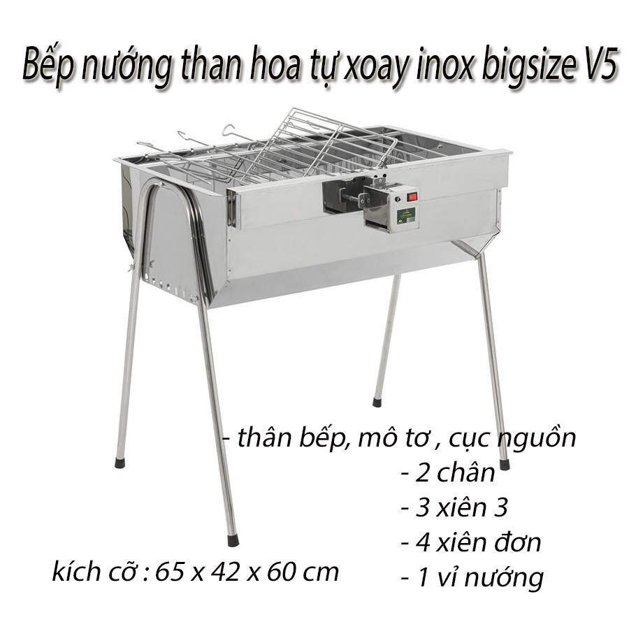 ❌Cỡ ĐẠI MỚI❌ Bếp nướng than hoa tự xoay, thiết kế độc quyền 2020, tặng bộ phụ kiện vỉ xiên 200K. bếp nướng du lịch