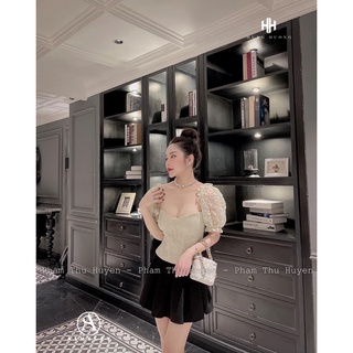 Áo cup ngực ren tay bồng