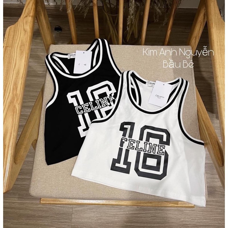 [ video thật + ảnh thật ] Áo croptop 3 lỗ in hình số 16 chất cotton hàng hót 2021