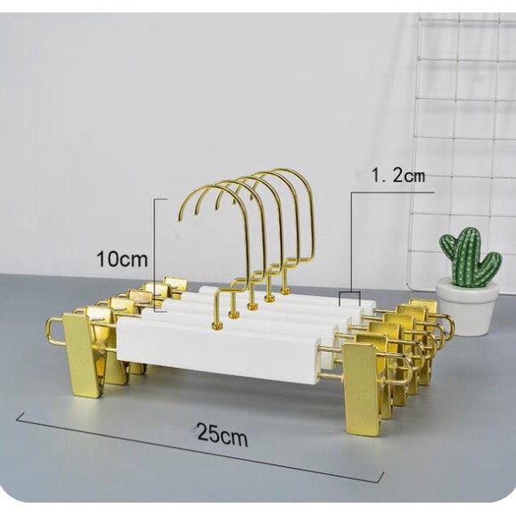 móc treo quần áo, kẹp gỗ trẻ em màu trắng,đầu kẹp mạ vàng,đầu móc xoay tiện lợi,phụ kiện cho shop thời trang