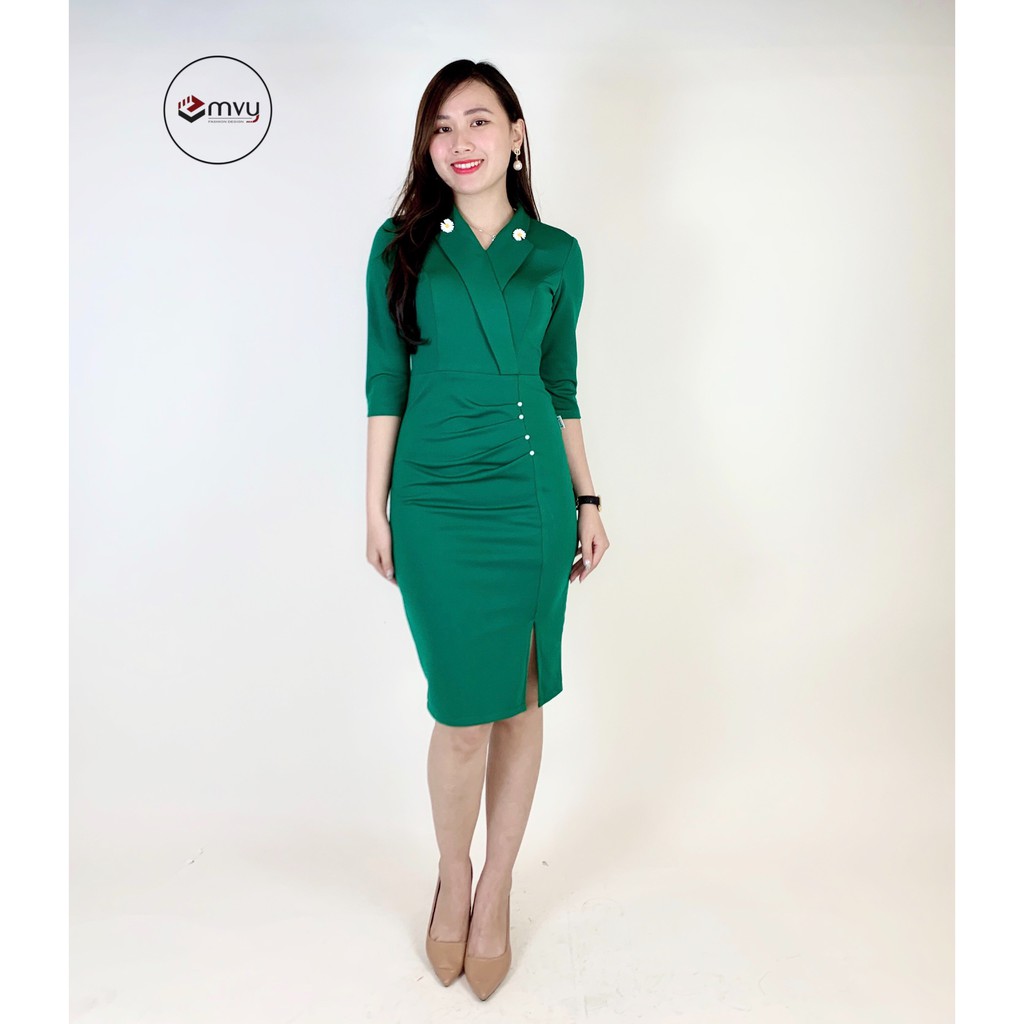 [Mã WAST99 hoàn 12k xu đơn 99k] Đầm Body Cổ Vest phối li eo, tôn dáng ,thanh lịch Emvy - V91 | BigBuy360 - bigbuy360.vn